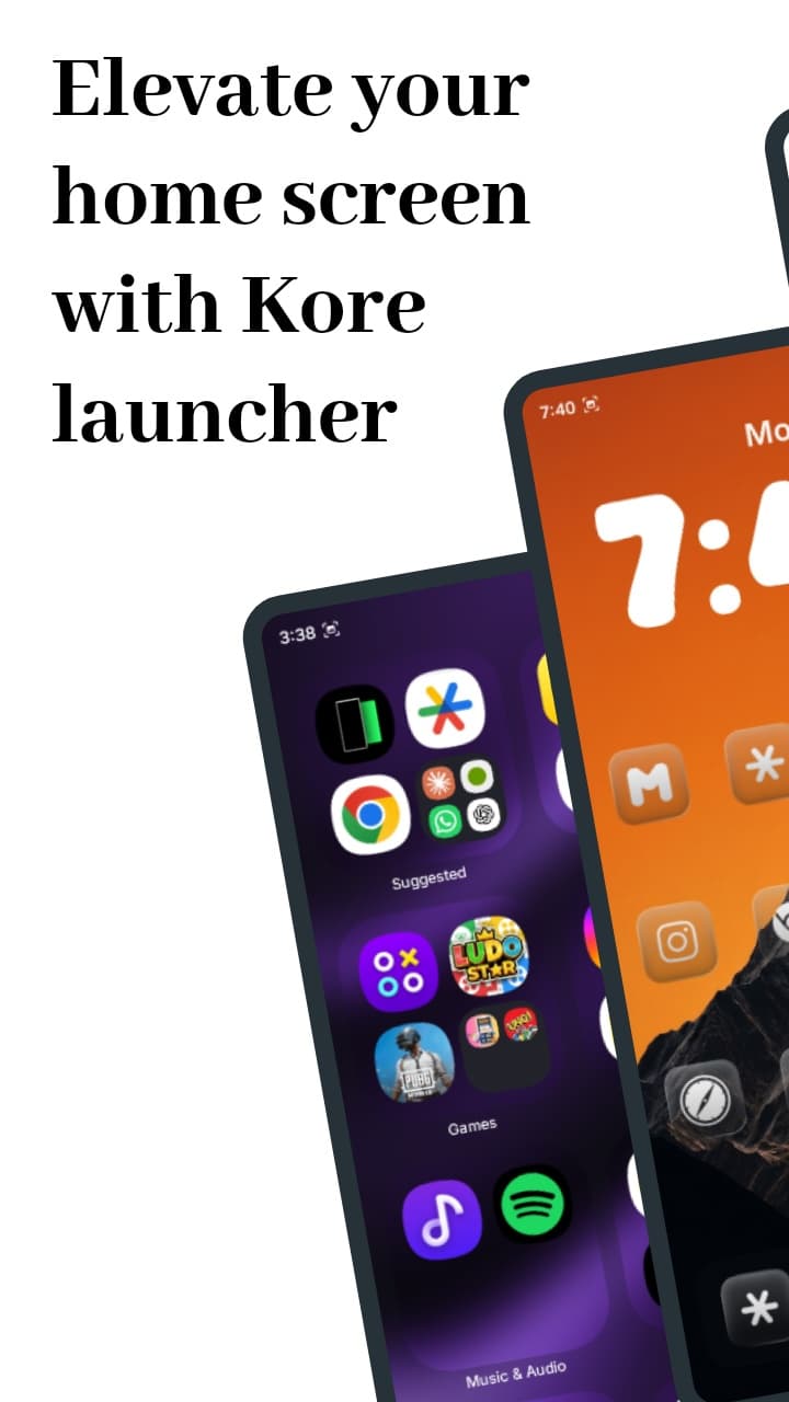 Kore Launcher on Android, screenshot 1 of 6 from the Google Play listing