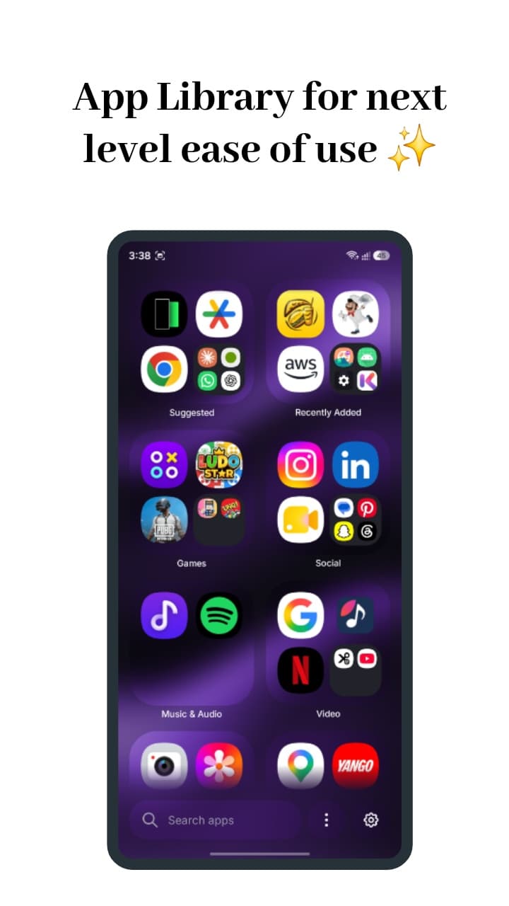 Kore Launcher on Android, screenshot 3 of 6 from the Google Play listing